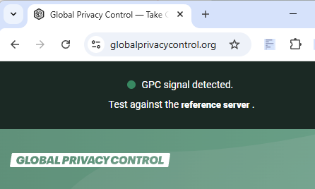 GPC signal detected on globalprivacycontrol.org